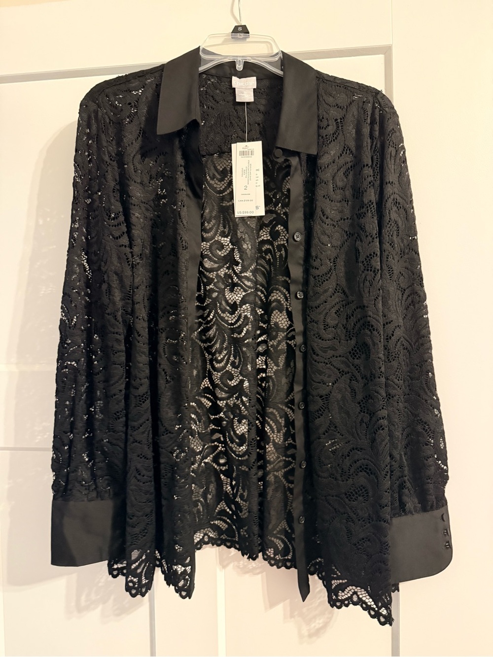 Chico's Black Lace Button-Front Shirt